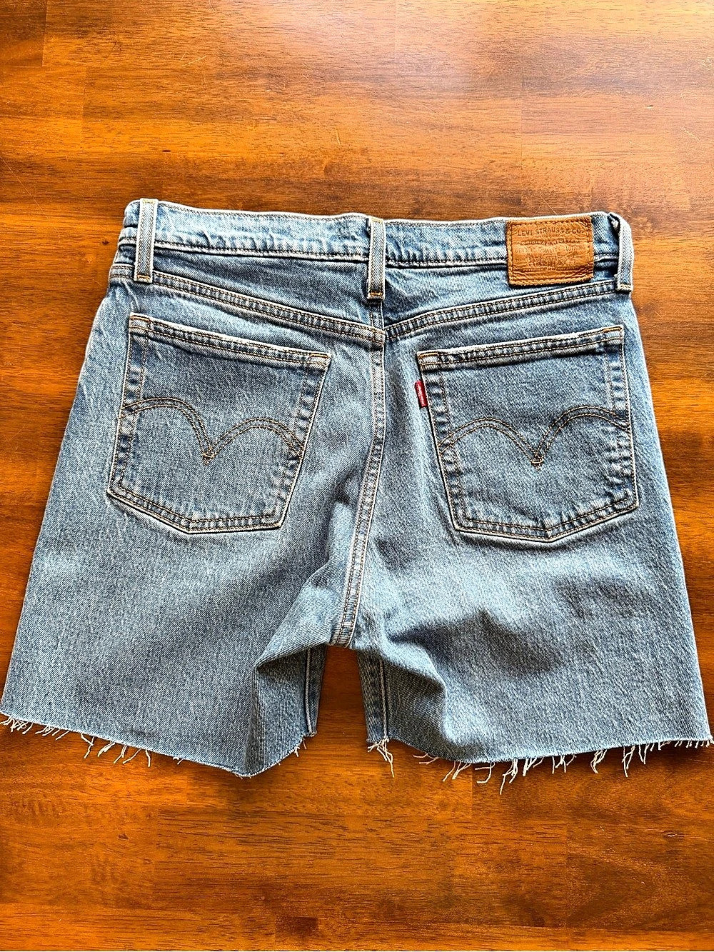 Levi Wedgie Straight Denim Jean Shorts Blue Waist 28